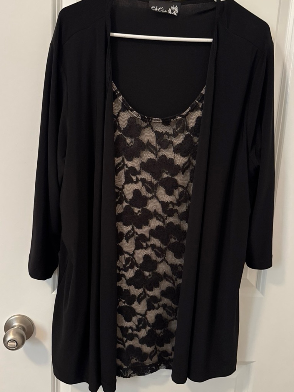 Black Lace-Front Camisole Set